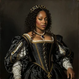 a renaissance portrait painting of megan thee stallion in the style of rembrandt van rijn & caravaggio