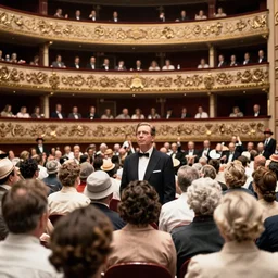Photo of crowd at 1944 opera shows one person who clearly doesn't belong