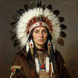 gorgeous native american priestess in full headdress. by anders zorn, herber james draper.