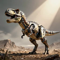 anthro mechanical t-rex, photorealistic