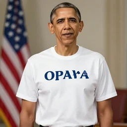 photo of Obama wearing a t-shirt which says his last name