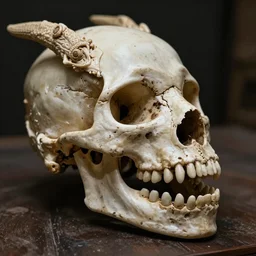 realistic photo of a skull of a dragon, intricate, bones, photorealistic, ultra detailed, realistic, 35mm, photography, octane, high definition, depth of field, bokeh, 8k, artstation