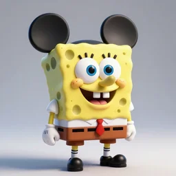 spongebob in the mickey mouse shape, sharp focus, dynamic lighting, elegant harmony, masterpiece