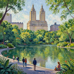 Central park, Pointillism, Central park new york city, trending on artstation
