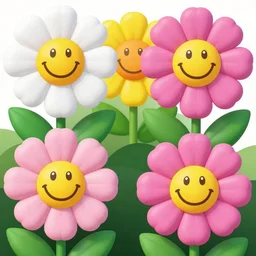 color garden with smiley flowers, 4 k, high res, bold,