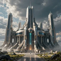 Futuristic alien fortress, sci-fi, digital art, artstation, realistic, detailed