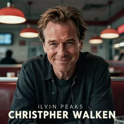 concept art, a portrait of christopher walken in a twin peaks diner, emotional, smiling, cinematic moody colors, realistic shaded lighting poster by ilya kuvshinov, magali villeneuve, artgerm, jeremy lipkin and michael garmash and rob rey and drew struzan