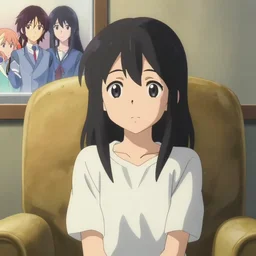 anime visual portrait of a pretty girl in a cozy armchair, film still from anime by [ [ [ yoshitoshi abe, serial experiments lain, haibane renmei, texhnolyze ] ] ], makoto shinkai, crisp and sharp, clear cute face, cel shaded