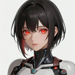 A realistic anime painting of a beautiful cyborg woman with glowing red eyes. digital painting by Stanley Artgerm Lau, Sakimichan, WLOP, Makoto Shinkai, Rossdraws, Pixivs, digital painting. trending on Pixiv. SFW version —H 1024