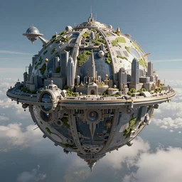 the orb of spectacular and intricate technology. the gigantic orb is a floating space station for a miniature city, hyperdetailed 1 6 k resolution fantasy art digital art by jan urschel and neil blevins and tony diterlizzi, and ferdinand knab and jacques fresco