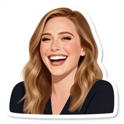 Elizabeth olsen laughing, Sticker illustration