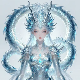 symmetry!! portrait of a water dragon woman, very anime, fantasy, dragon scales, glowing lights!! intricate, elegant, highly detailed, digital painting, artstation, concept art, official media, smooth, sharp focus, illustration, art by sakimichan and artgerm and greg rutkowski and alphonse mucha