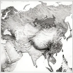 monochrome map of Asia with USSR highlighted, 1945