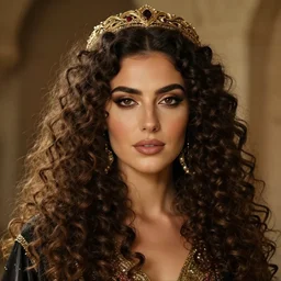 vintage arabian gothic, curly haired woman, highly detailed face, cinestill 8 0 0 t, ultra realistic