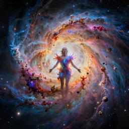 neuromorphic god in this multi - dimensional latent spaceby marc simonetti, colour, hyper detail, 8 k, universe, nebula, burst of colour, imaginary, concept art, out of this world, depth, incredible depth