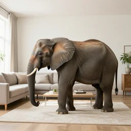 elephant in a livingroom