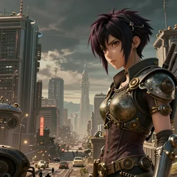 r - type movie poster, 3 d anime, arcane style, retropunk, steampunk, high resolution, city landscape, side scrolling, rule of thirds, 4 k