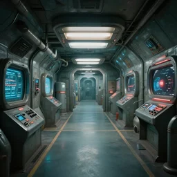 photograph of a retrofuturist underground liminal space