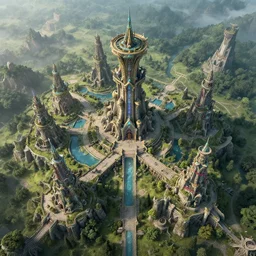 drone photograpghy, insanely detailed, fantasy world, d & d