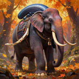 an epic fantasy comic book style portrait painting of a xenomorph - elephant, studio ghibli, unreal 5, daz, hyperrealistic, octane render, cosplay, rpg portrait, dynamic lighting, intricate detail, harvest fall vibrancy, cinematic