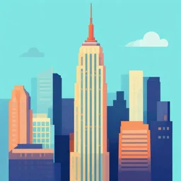 new york city building abstract geometric colorful flat render
