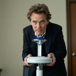 willem dafoe on the top of a pez dispencer, detailed