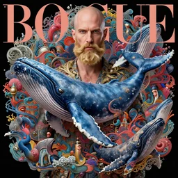 masculine bald man with blonde beard : : by martine johanna and simon stalenhag and chie yoshii and casey weldon and wlop : : ornate, dynamic, particulate, rich colors, intricate, strong, whales, highly detailed, vogue, harper's bazaar art, fashion magazine, smooth, sharp focus, 8 k, octane render,