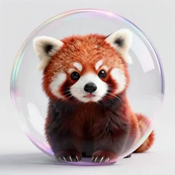 a cute red panda in a bubble; digital art; trending on Arstation; unreal engine; 8k;