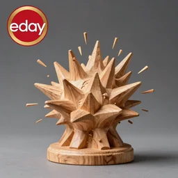 wooden carving statue of an explosion, product picture, ebay listing thumbnail