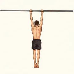 thick long paint brush strokes, outline suggesting the physique of a thin athletic male doing pullup, matte paint colors, minimal painting, negative space, long flowing brush strokes