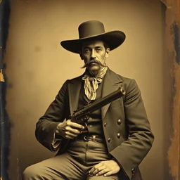 daguerreotype of a mexican gunslinger and gambler from the wild west