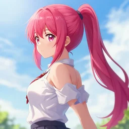 generate anime girl hd, vibrant, smooth, long hairs, ponytail : : pixiv