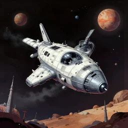 a crashed spacecraft, on an alien planet, from a space themed point and click 2 d graphic adventure game, art inspired by thomas kinkade