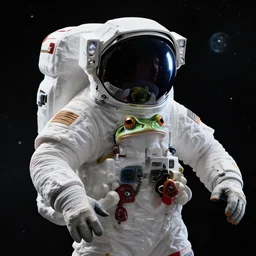 beautiful portrait of an astronaut frog lost in the vast emptyness of space, ultra detailed, artstation, octane render, by greg rutkowski