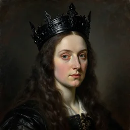 The portrait of Lady in black wax crown by Caspar David Friedrich, dark fantasy, witcher, very detailed oil painting, masterpiece, 8k