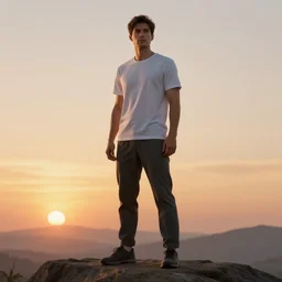 a full body photo of man from horizon new dawn, high definition, sunset