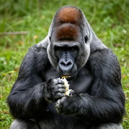 Gorilla eating rice