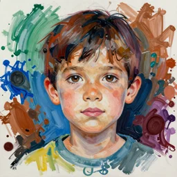a messy painting of a 6 - year - old using all known skin tones by delphin enjolras, highly detailed, sharp focus, trending on artstation