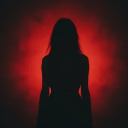 a silhouette with a red glow, morbid, dark