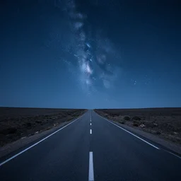 an endless road to nowhere under a starry night sky