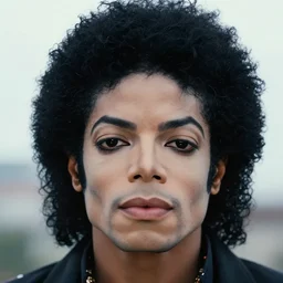 face macro shot, afro michael jackson, overcast