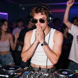 hyperpop art of a party goer begging for a dj set
