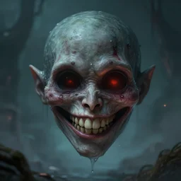 creepy smiling face, floating, surreal, ominous, phantasmagoric, sharp focus, d & d, epic retrowave art, masterpiece, trending on art station, fantasy, digital painting, highly detailed, 8 k realistic, dof, art by artgerm, greg rutkowski, sasoura, satchely, no distorsion