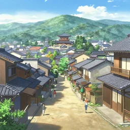 panoramic shot of a beautiful small japanese town, incredible lighting, anime key visual, lois van baarle, ilya kuvshinov, rossdraws, artstation
