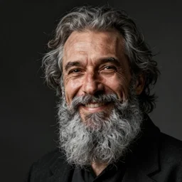 A smiling thin man with a flowing grey beard by ilya kuvshinov, portrait