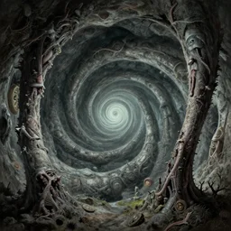 an endless twisting inverted nightmare landscape, rhads!, ( h. r. giger )