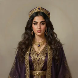 head-on symmetrical centered painted portrait, Mahira Khan as a D&D wizard, turkish robes, fantasy, intricate, elegant, highly detailed, digital painting, smooth, sharp focus, illustration, artstation, in the style of Artgerm and Anna Podedworna and Alex Ross
