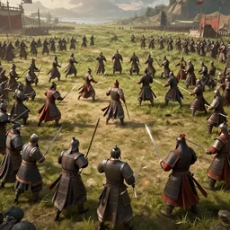 epic battle screen of hero, total wars three kingdoms, 3 d, 8 k realistic, cryengine, frostbite 3 engine, cinematic lighting