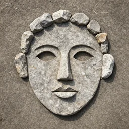 a human face made out of rocks