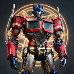 elon musk as optimus prime hyper detailed realistic 8 k, sacred geometry
